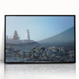 Large abstract wall art depicting a serene New Brunswick landscape in muted earth tones on a framed acrylic panel.