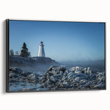 Black and white framed canvas of New Brunswick landscape, ideal for bedroom wall art.