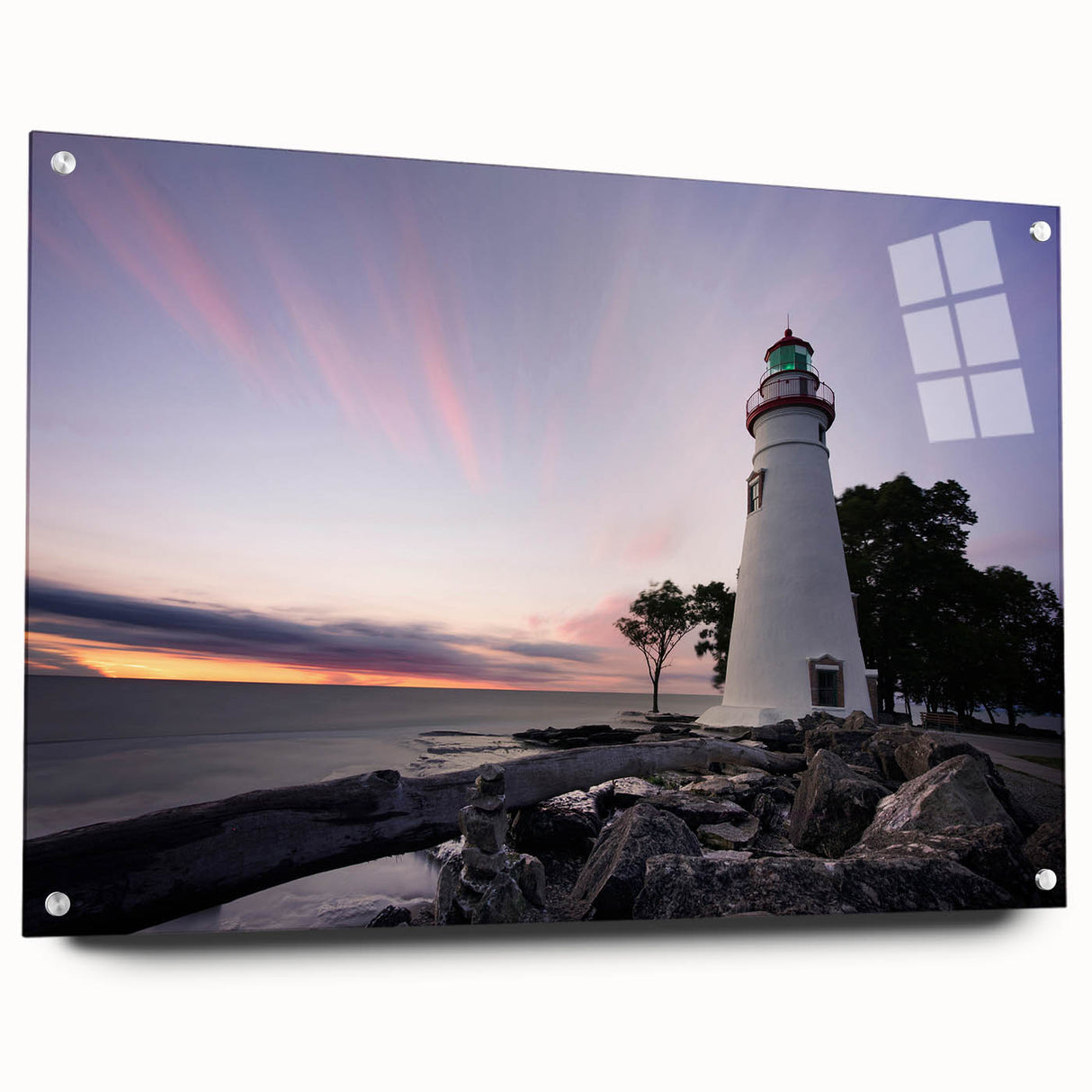 Acrylic print of a Nova Scotia landscape in muted earth tones, ideal for dining room decor.