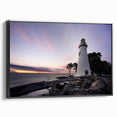 Black and white wall art featuring a vintage poster art style landscape of Nova Scotia on a framed canvas.