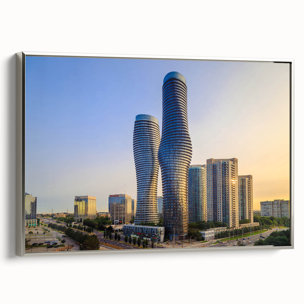 Landscape art painting featuring a serene Ontario scenery on a framed canvas, with muted earth tones.