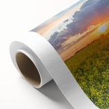 Art deco poster of Saskatchewan scenery in muted earth tones on rolled canvas, ideal for nursery wall art.