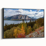 Black and white framed canvas featuring a vintage-style Yukon landscape, ideal for bedroom wall decor.