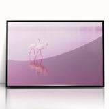 Framed acrylic print of a large abstract depiction of the Caribbean Aruba scenery in a mid-century modernist style.