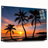Acrylic print of a Caribbean seascape with vibrant blue and turquoise waters, ideal for dining room art.