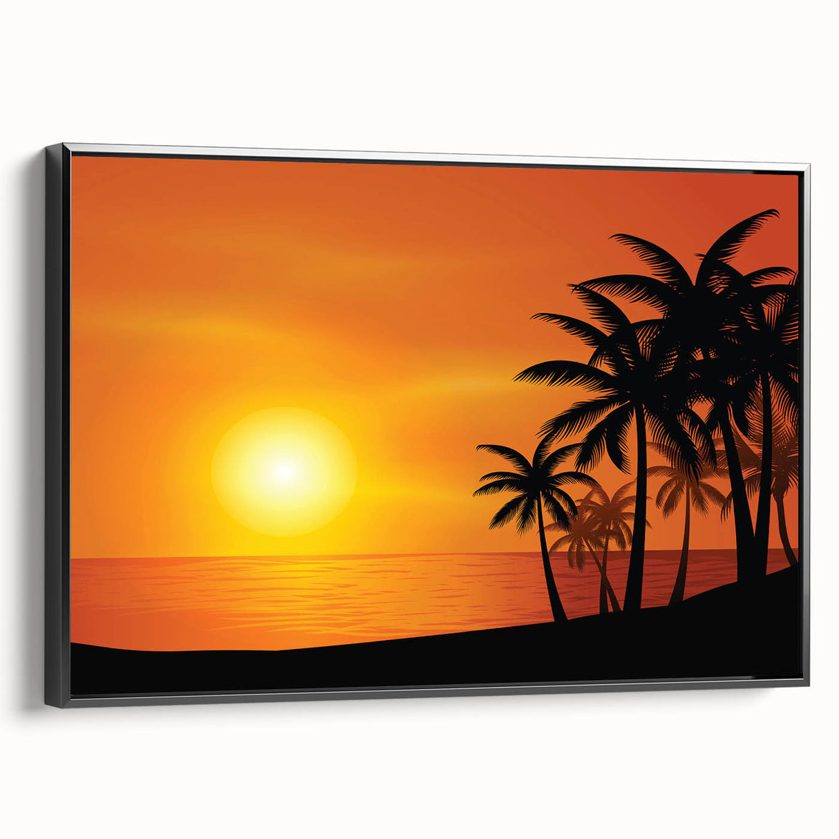 Black and white framed canvas of a Barbados landscape, vintage poster style, ideal for bedroom decor.