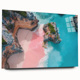 Large abstract wall art featuring vibrant Caribbean scenery on acrylic glass, ideal for bedroom or dining room decor.