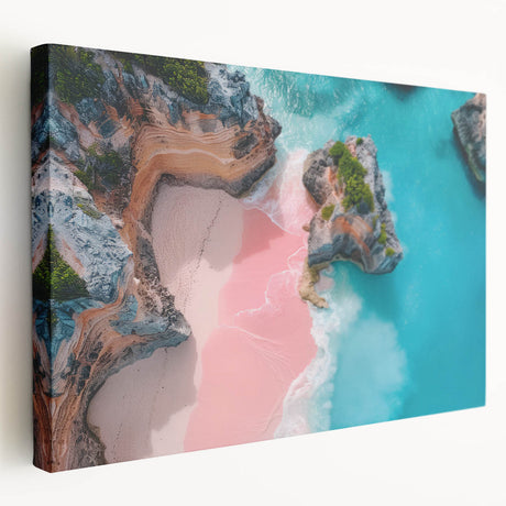 Caribbean Bermuda landscape on stretched canvas with vivid blue and green tones, suitable for kitchen wall art.
