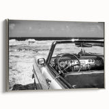Framed canvas featuring a vintage-style Cuban landscape painting with vibrant colors and black accents.