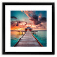Extra large abstract art print of vibrant Caribbean scenery on textured canvas, ideal for living room decor.