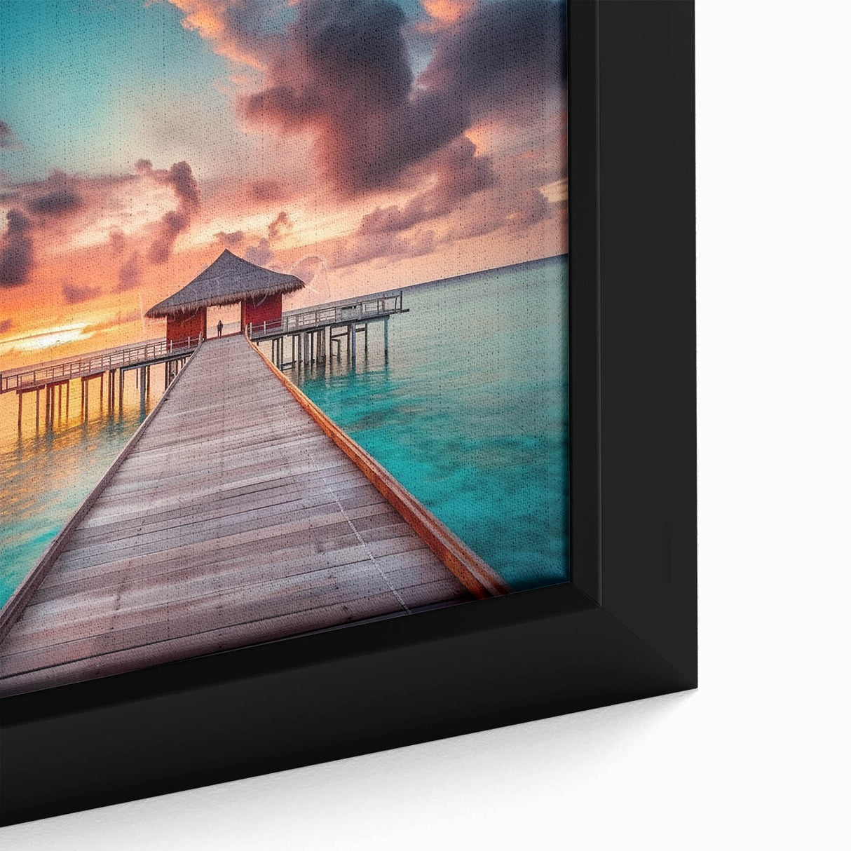 Extra large framed canvas featuring a textured depiction of a Caribbean scene with vibrant colors.
