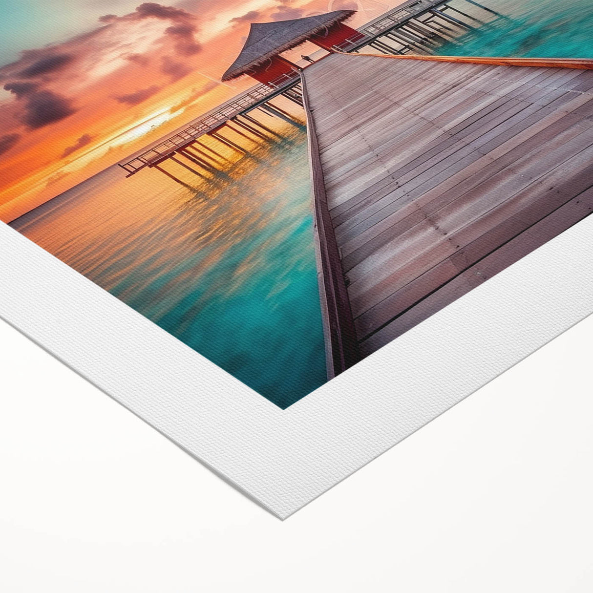 Art deco poster featuring a Jamaican Caribbean scenery in vibrant colors on rolled canvas, suitable for dining room decor.