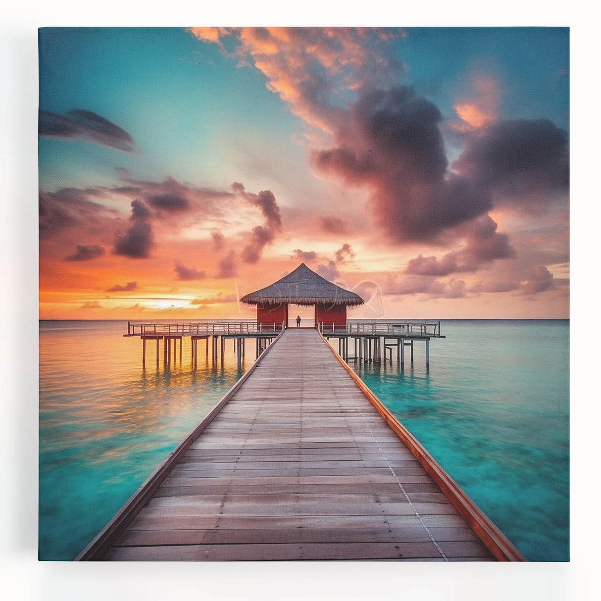 Black and white stretched canvas featuring a serene Jamaican landscape, ideal for kitchen wall art or bedroom ambiance.