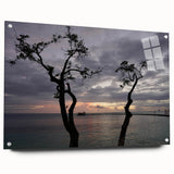 Acrylic print of a Caribbean Martinique scenery in vibrant blue and green hues, suitable for bedroom or dining room wall art.