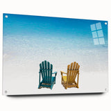 Acrylic print of the Caribbean Virgin Islands in vibrant blue and green tones, ideal for dining room decor.