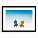 Extra large framed wall art of a colorful abstract Caribbean scene, ideal for living room decor.