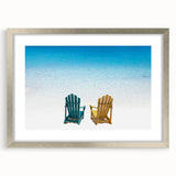 Extra large framed art print of Caribbean Virgin Islands scenery in muted blue and green tones, ideal for living room decor.