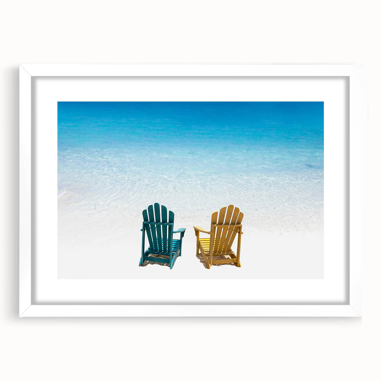 Textured art of the Caribbean Virgin Islands in abstract style, with muted blue and green tones on a framed white mat.