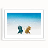 Textured art of the Caribbean Virgin Islands in abstract style, with muted blue and green tones on a framed white mat.