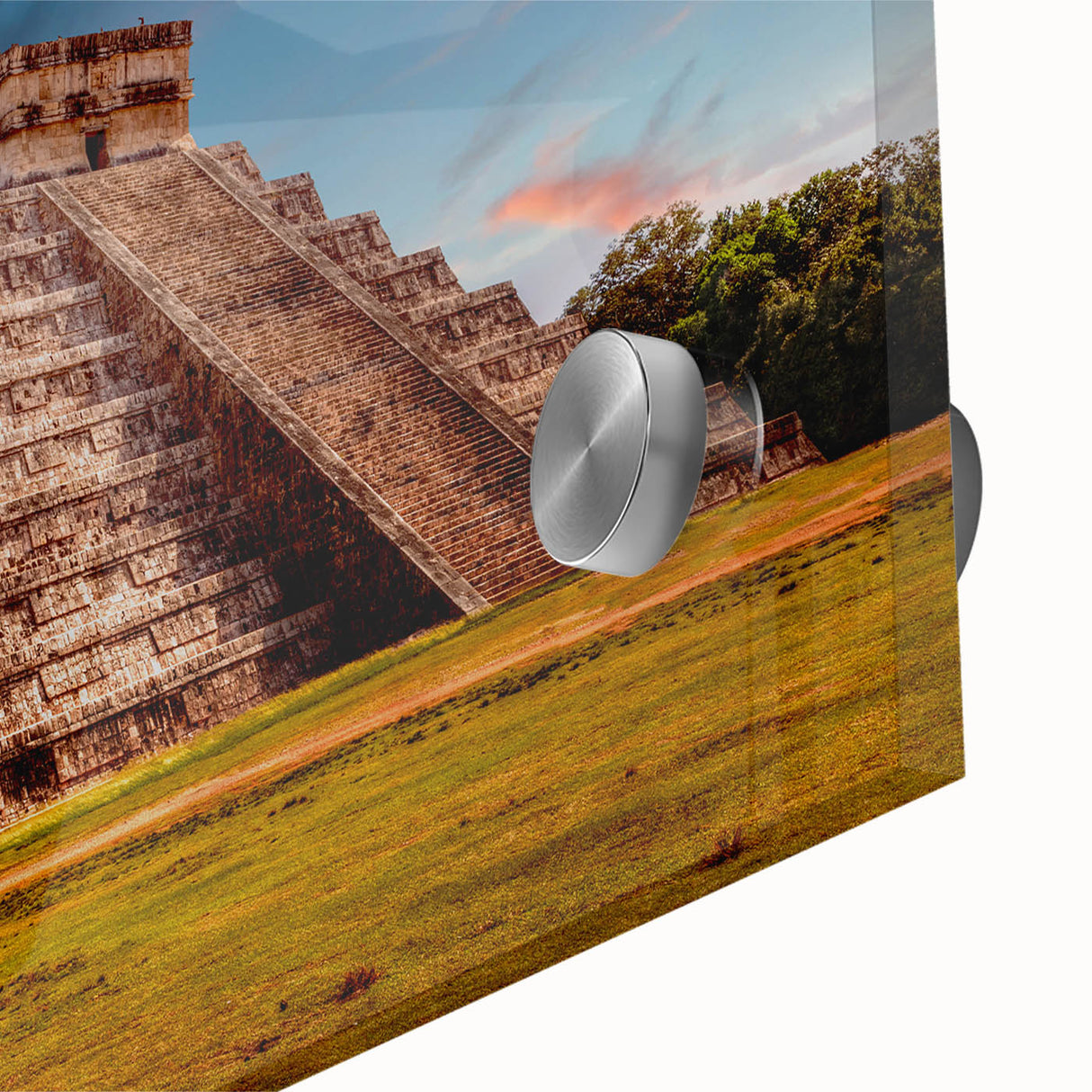 Large abstract wall art featuring a mid-century modernist interpretation of a Central American landscape in muted earth…