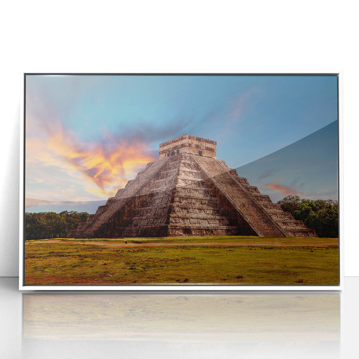Art deco poster of Belize scenery in muted earth tones, framed acrylic, ideal for modern art wall decor.