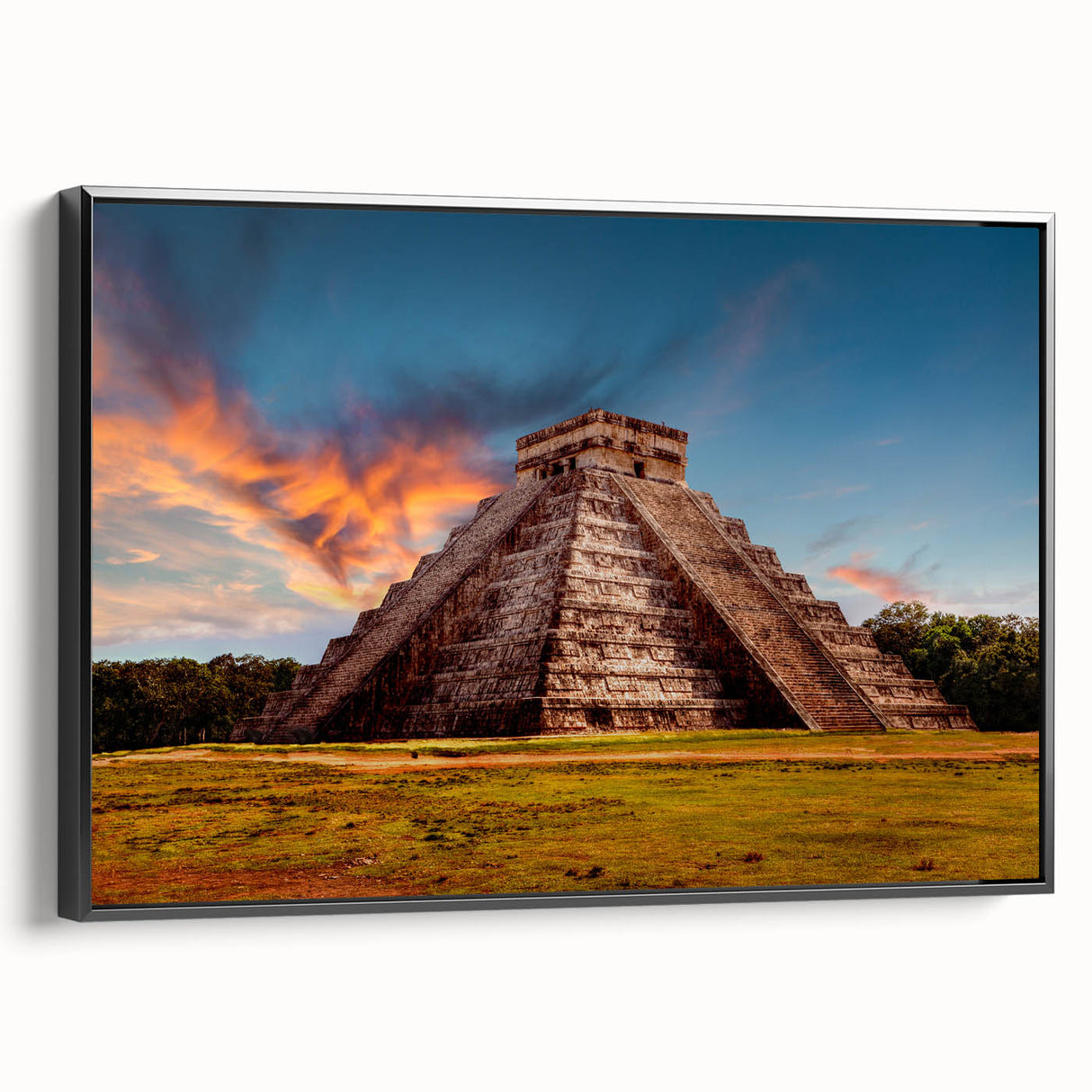 Black and white framed canvas of a vintage Belize landscape, ideal for bedroom wall decor.