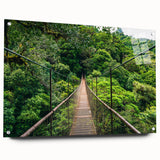 Acrylic print of a Costa Rican landscape, featuring lush greenery and distant mountains, suitable for dining room decor.