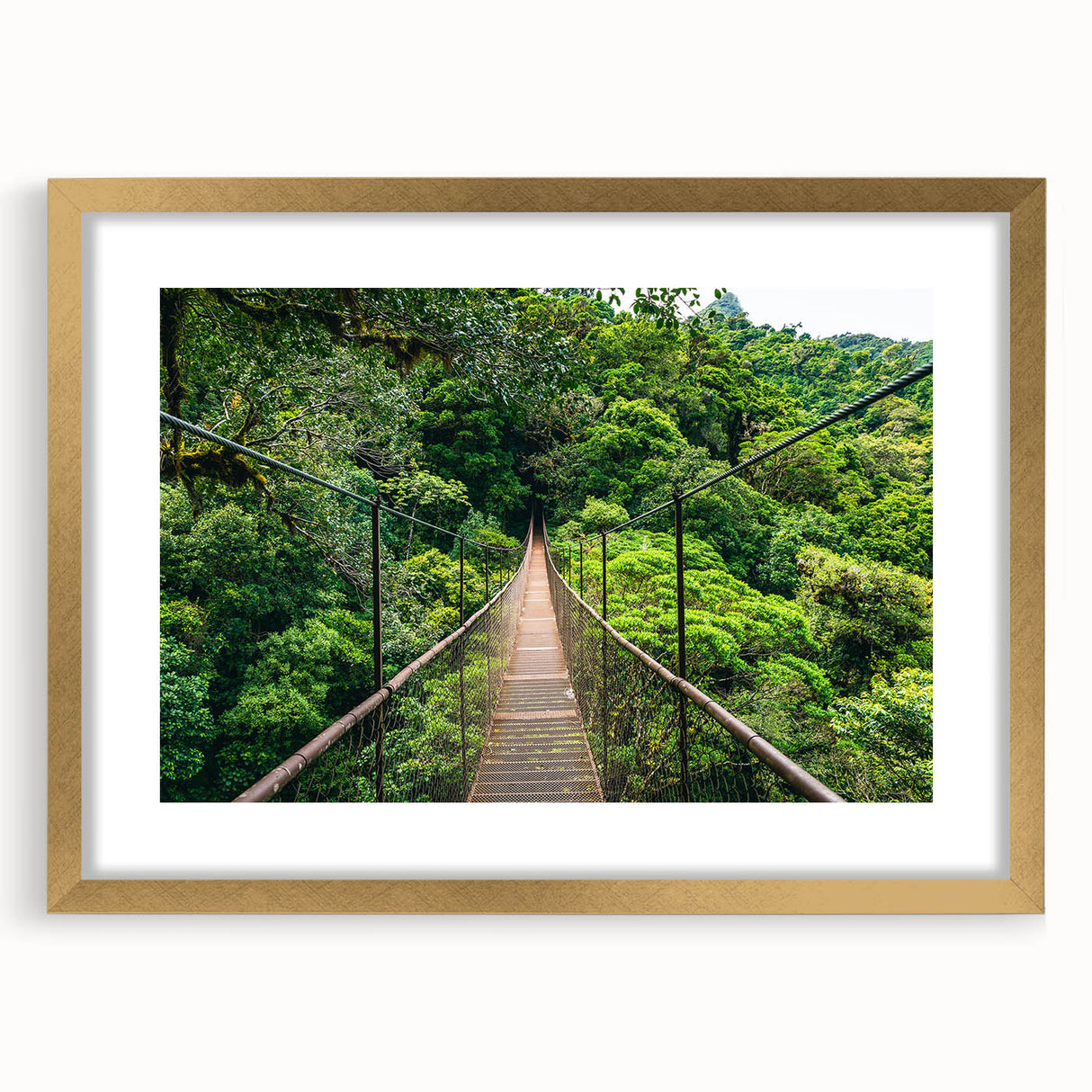 Extra large abstract art print featuring a textured depiction of a Costa Rican landscape in vibrant green and blue tones.