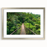 Textured abstract art print depicting a vibrant Costa Rican landscape on a silver-framed mat, ideal for bedroom art.
