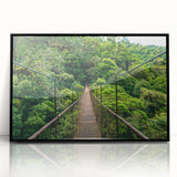 Large abstract wall art depicting a vibrant Central American landscape in acrylic on a black framed canvas.