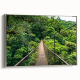 Framed canvas landscape art painting featuring a vibrant Costa Rican scenery, ideal for adding colorful art to a living room.