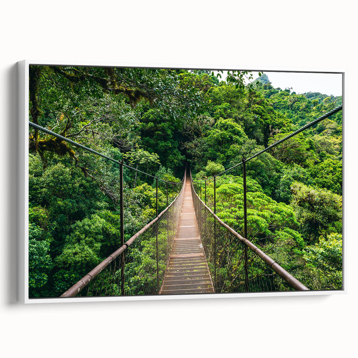 Vintage poster art of a Costa Rican landscape on an extra large framed canvas.