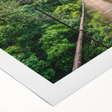 Art deco poster of a Costa Rican landscape in muted earth tones on rolled canvas, suitable for dining room decor.
