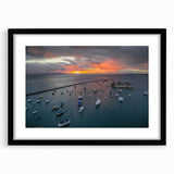 Extra large abstract art print featuring vibrant, textured colors of Central American scenery on a black framed canvas.