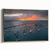 Framed canvas featuring a vintage-style landscape painting of El Salvador with black and gold tones.