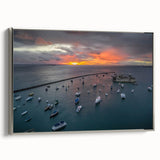 Landscape art painting of a Central American scenery on a framed canvas, featuring colorful art with a vintage poster style.