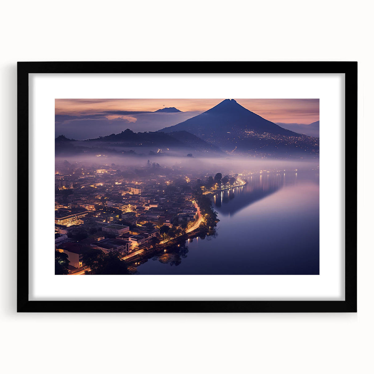 Extra large, textured abstract art print featuring vibrant, colorful scenery, framed in black, ideal for living room decor.