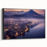 Black and white landscape art painting of Central America, Guatemala on framed canvas, suitable for bedroom wall decor.