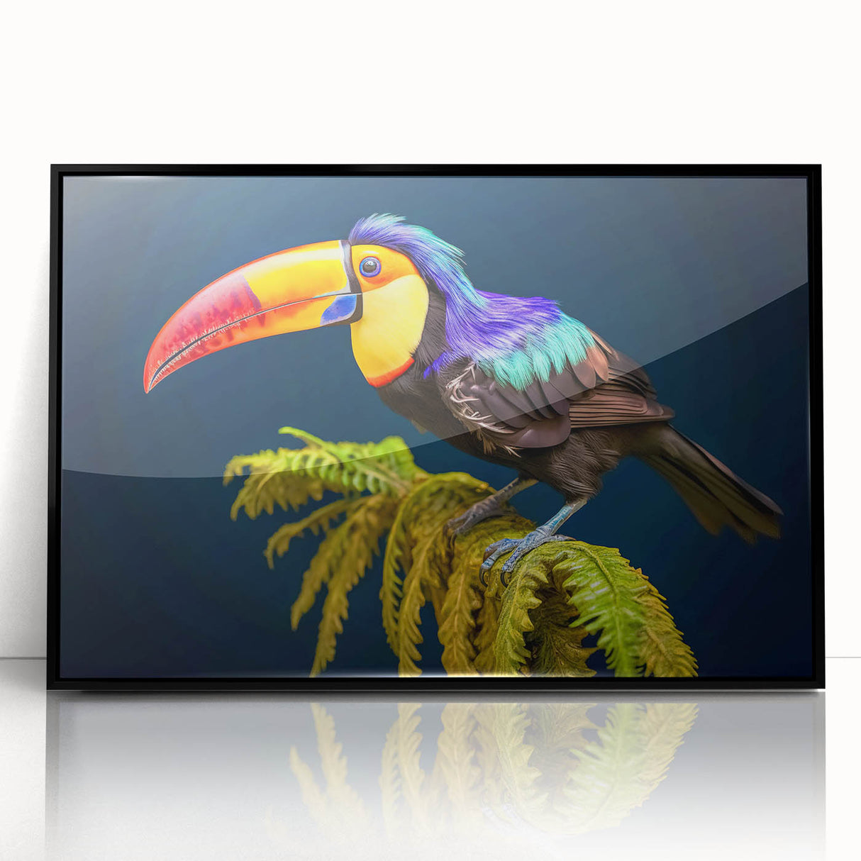Framed acrylic print of a Central American landscape in muted earth tones, ideal for modern nursery decor.
