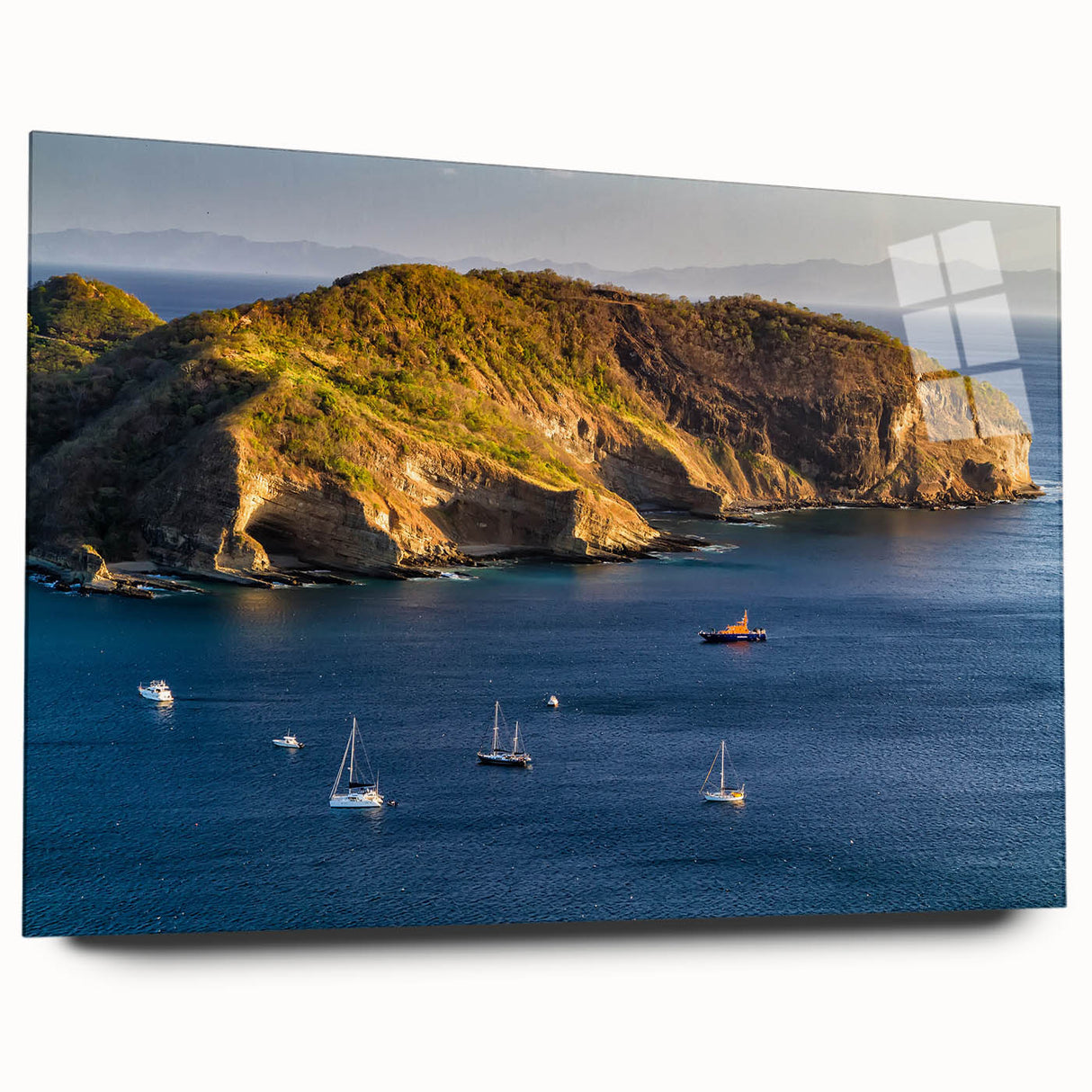 Large abstract wall art depicting a Central American scenery in vibrant earth tones, acrylic print.