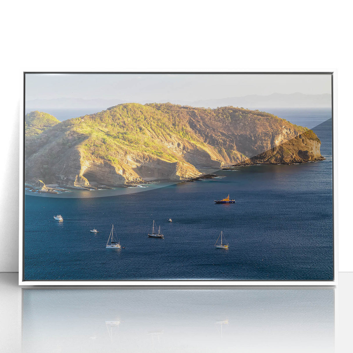 Acrylic print of a vibrant, art deco-style Nicaraguan landscape, ideal for modern nursery wall art.