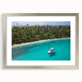 Textured abstract art print depicting a Central American landscape in muted earth tones, framed in silver.