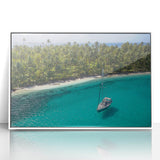 Art deco poster of Panama scenery in muted pastel shades, framed acrylic, ideal for nursery wall art.
