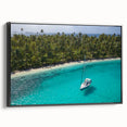 Black and white framed canvas featuring a vintage-style landscape of Central America, ideal for bedroom wall decor.