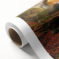 Art Deco style poster of a serene Bulgarian landscape on rolled canvas, with soft pastel colors, ideal for nursery wall art.