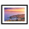 Extra large abstract art print of a colorful Croatian landscape, textured appearance on a black framed mat.