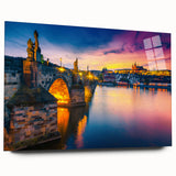 Acrylic print of Prague scenery in muted earth tones, suitable for bedroom or dining room decor.