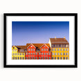 Extra large abstract art print featuring a colorful, textured depiction of a European scenery, ideal for living room decor.