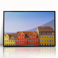 Large abstract wall art depicting a Danish landscape in muted earth tones on a framed acrylic panel, suited for modern decor.