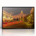 Large abstract wall art of Oxford scenery in muted earth tones on a framed acrylic, suitable for modern living room decor.